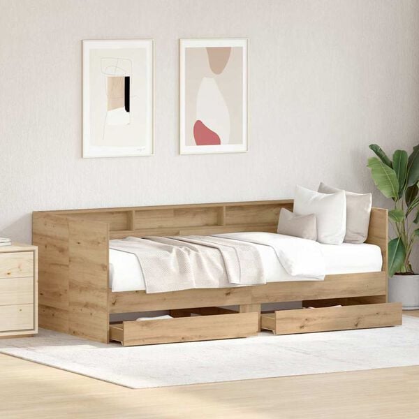 vidaXL Daybed Frame with Drawers with Storage Artisan oak 90 x 200 cm