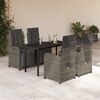 vidaXL 5 Piece Garden Dining Set with Cushions Grey Poly Rattan