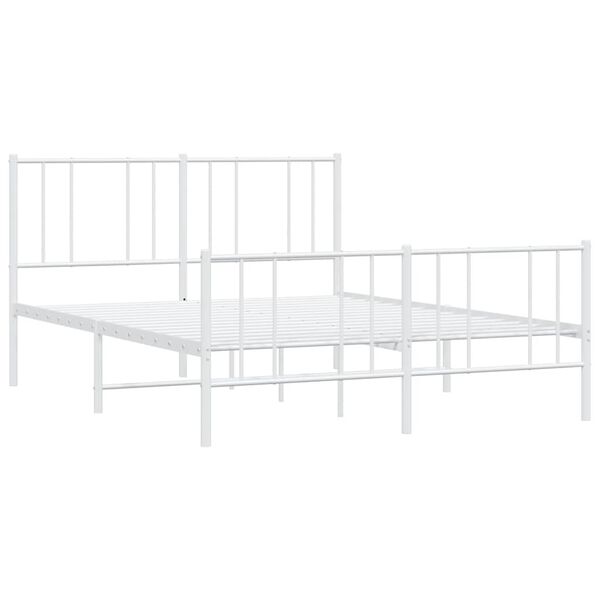 vidaXL Metal Bed Frame without Mattress with Footboard White 160x200cm