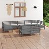 vidaXL 10 Piece Garden Lounge Set Grey Solid Wood Pine