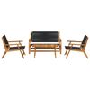 vidaXL Garden Chairs with Table 4 pcs Black Solid Acacia wood