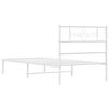 vidaXL Metal Bed Frame without Mattress with Headboard White 90x200cm