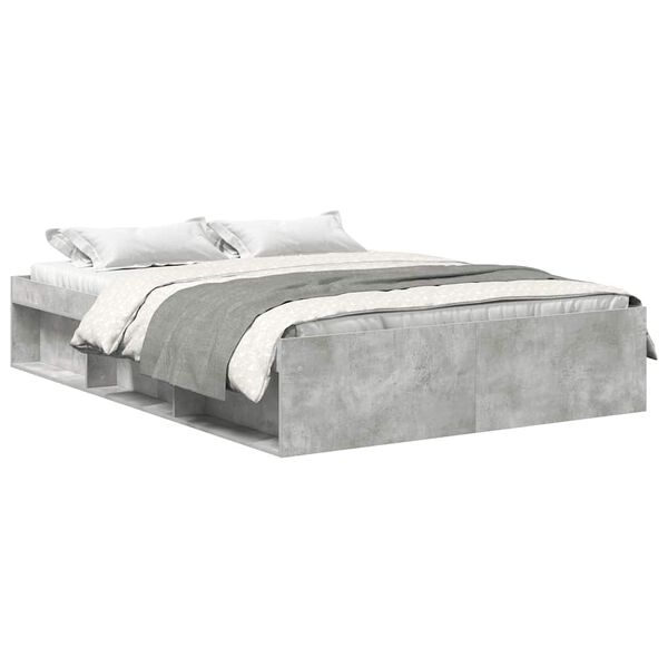 vidaXL Bed Frame without Mattress Concrete Grey 140x200 cm