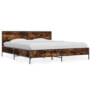 vidaXL Bed Frame without Mattress Smoked Oak 180x200 cm Super King