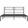 vidaXL Metal Bed Frame without Mattress with Headboard Black 135x190cm