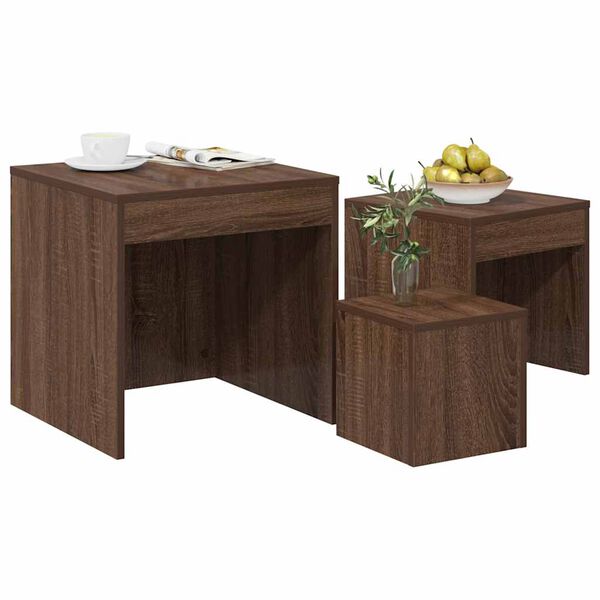 vidaXL Nesting Tables 3 pcs Brown Oak Engineered Wood