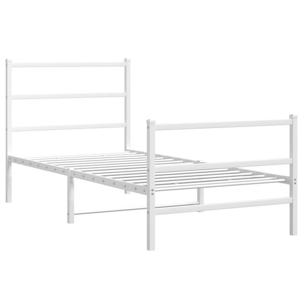 vidaXL Metal Bed Frame without Mattress with Footboard&nbsp;White 90x200cm