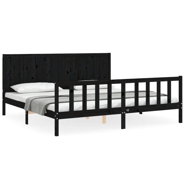 vidaXL Bed Frame without Mattress Black 200x200 cm Solid Wood Pine