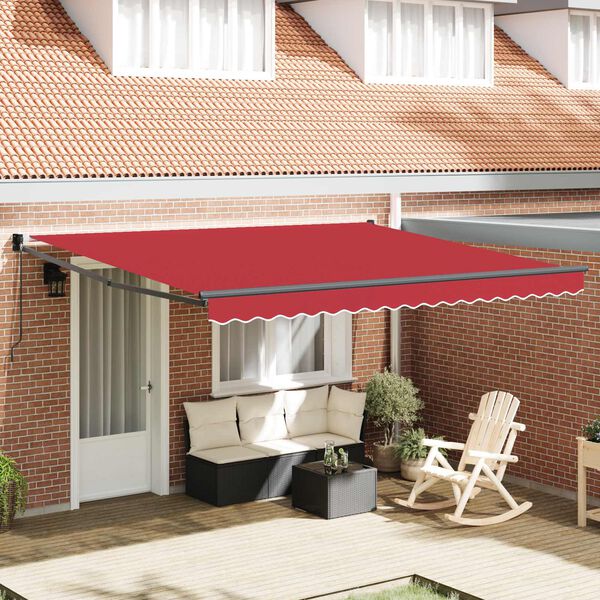 vidaXL Retractable Awning Red 400 x 300 cm Polyester and Aluminium