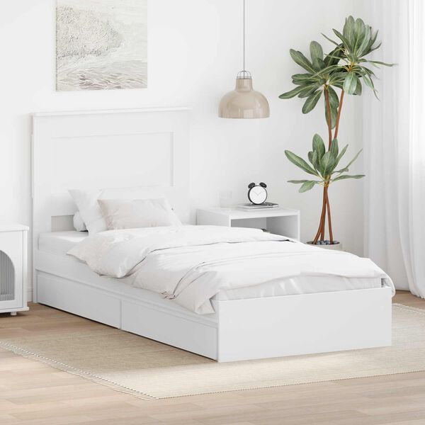 vidaXL Storage Bed with Headboard White 90 x 200 cm Engineered Wood