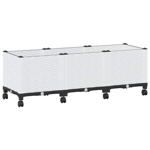 vidaXL Garden Planter with Wheels White 120 x 40 x 48 cm PP