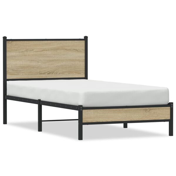 vidaXL Metal Bed Frame without Mattress Sonoma Oak 90x200 cm