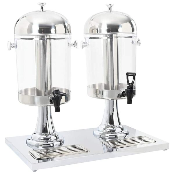 vidaXL Double Juice Dispenser Stainless Steel 2 x 8 L