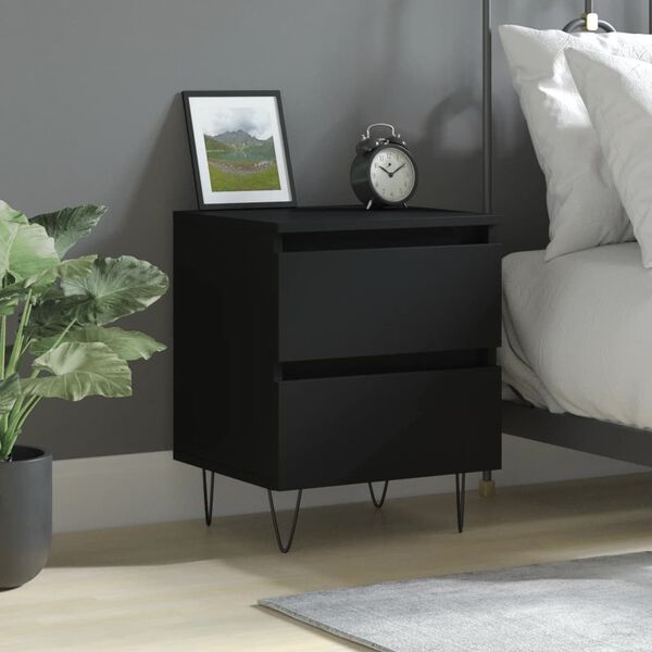 vidaXL Bedside Cabinet Black 40x35x50 cm Engineered Wood