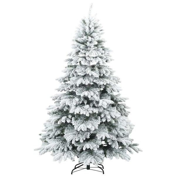 vidaXL Artificial Hinged Christmas Tree Snow Flocked White 240 cm