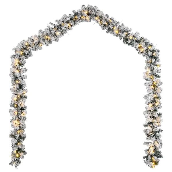 vidaXL Christmas Garland with LED Lights Green 5 m PVC