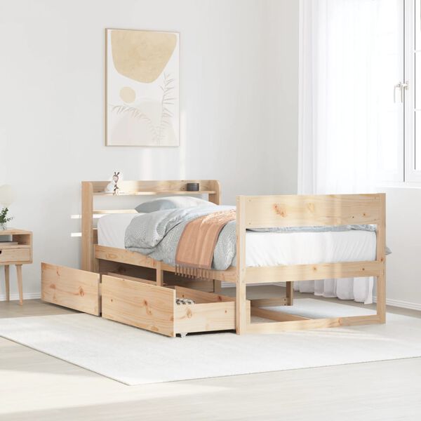 vidaXL Bed Frame without Mattress 75x190 cm Small Single Solid Wood Pine