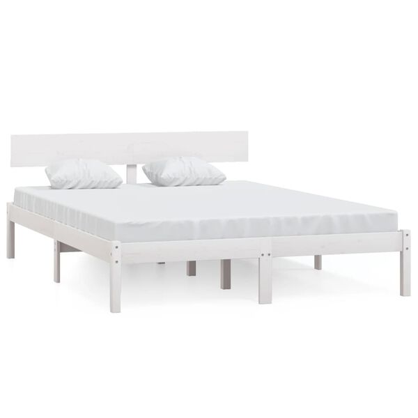 vidaXL Bed Frame without Mattress White Solid Wood Small Double