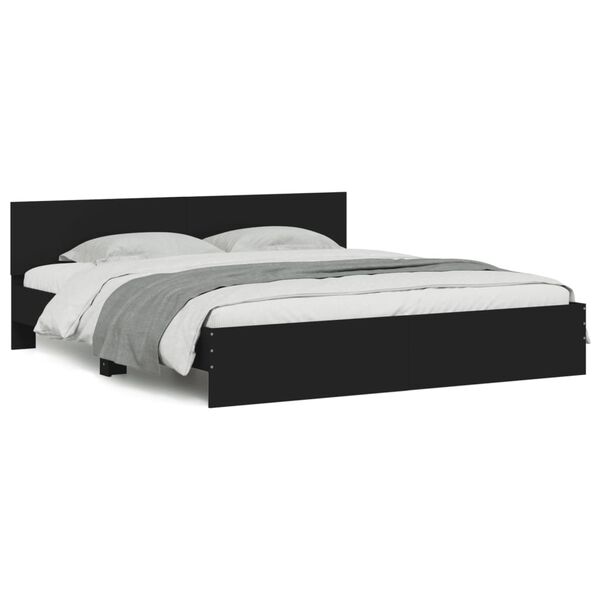 vidaXL Bed Frame without Mattress Black 180x200 cm Super King