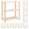 vidaXL 3-Tier Storage Racks 10 pcs 80x38x90 cm Solid Pinewood 150 kg
