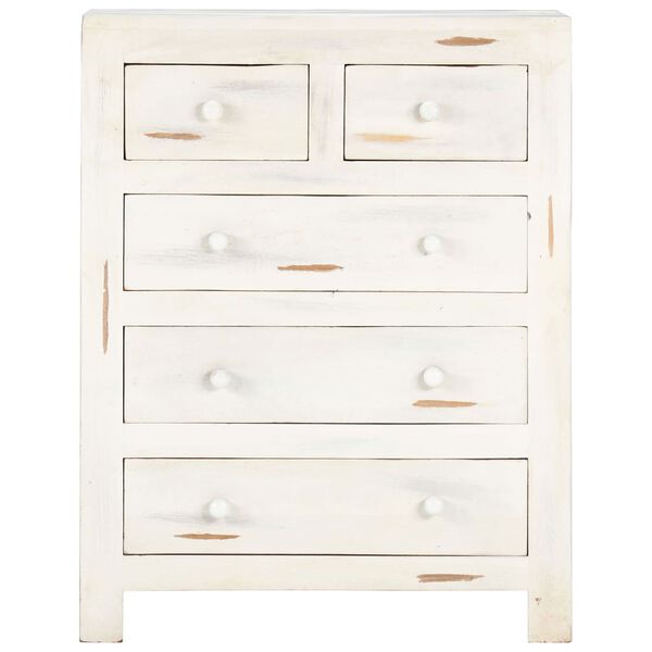 vidaXL Drawer Cabinet White 58x30x75 cm Solid Acacia Wood