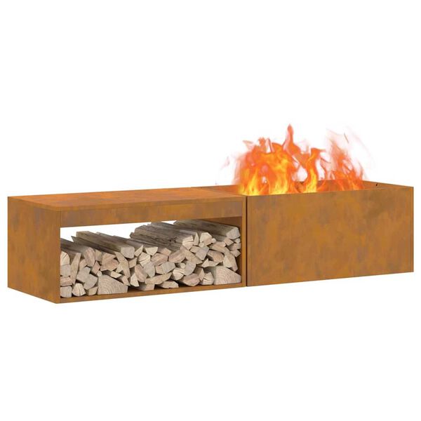 vidaXL Fire Pit Brown 160 x 45 x 35 cm Steel