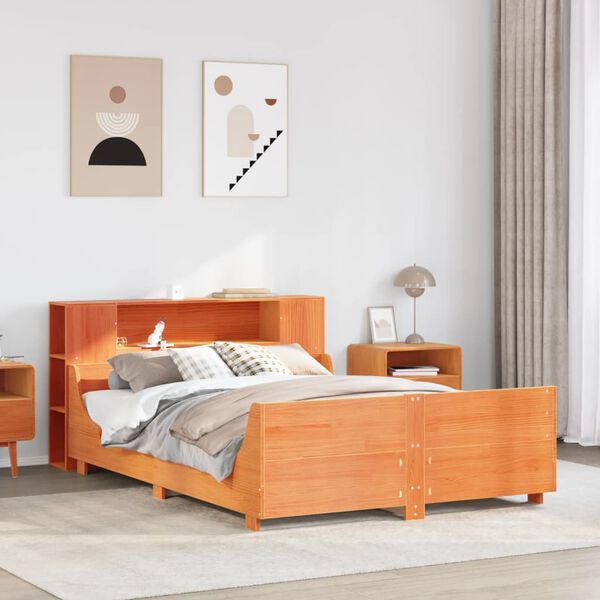 vidaXL Bed Frame without Mattress Wax Brown 120x190 cm Small Double Solid Wood Pine