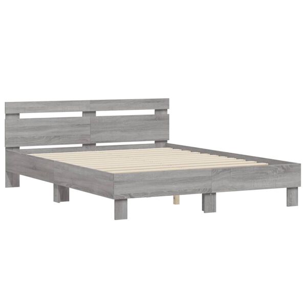 vidaXL Bed Frame without Mattress Grey Sonoma 150x200 cm King Size