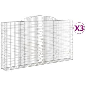 vidaXL Arched Gabion Baskets 3 pcs 300x30x160/180 cm Galvanised Iron