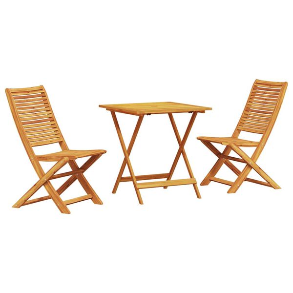 vidaXL Folding Bistro Set Folding 3 pcs Brown Solid Acacia Wood