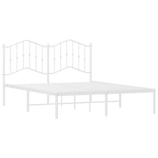 vidaXL Metal Bed Frame without Mattress with Headboard White 140x200cm