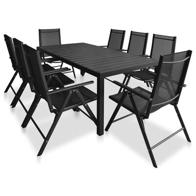 vidaXL 9 Piece Outdoor Dining Set Aluminium and WPC Black