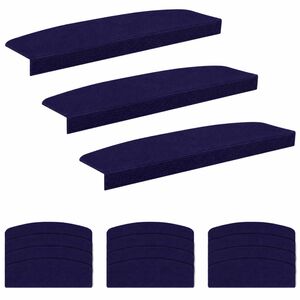 vidaXL Stair Mats 15 pcs 65 x 21 x 4 cm Blue Polyester Half-round