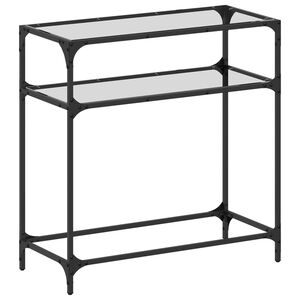 vidaXL Console Table with Transparent Glass Top 80x35x81 cm Steel