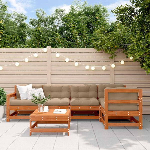 vidaXL Garden Lounge Set 6 pcs Wax Brown Solid Pine Wood