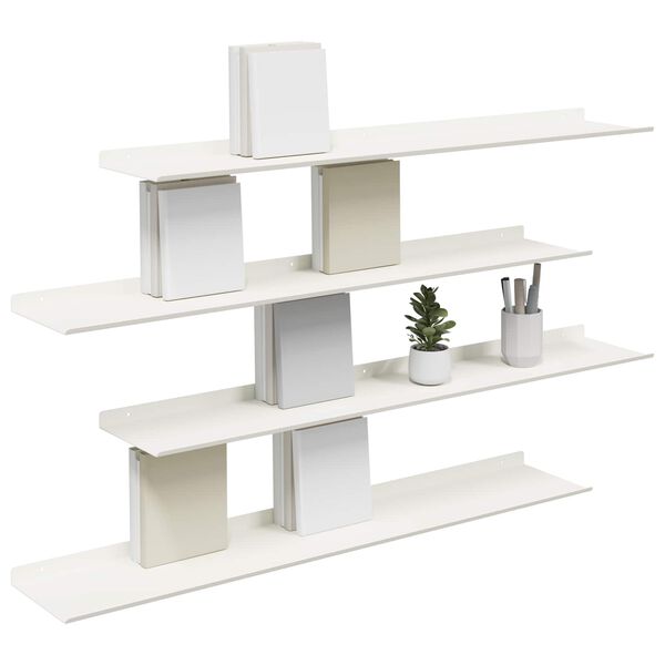 vidaXL Floating Shelf Wall-mounted 4 pcs White 100 x 18 x 2.5 cm Steel