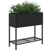 vidaXL Garden Planters with Shelf 2 pcs Black 70x28x70 cm Poly Rattan