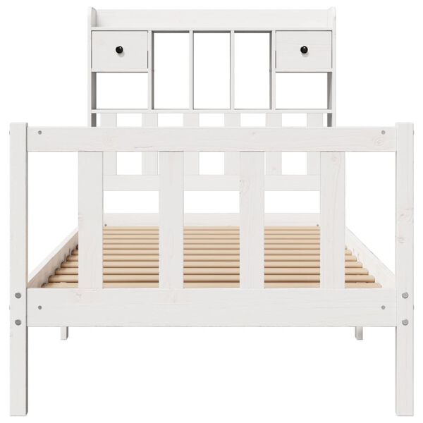 vidaXL Bookcase Bed without Mattress White 75x190 cm Small Single Solid Wood Pine