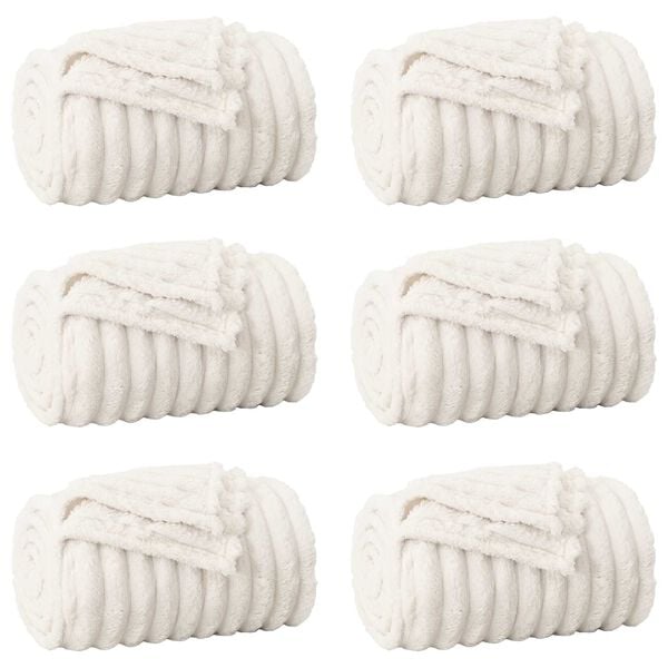vidaXL Throw Blankets 6 pcs Cream 240 x 220 cm Fleece