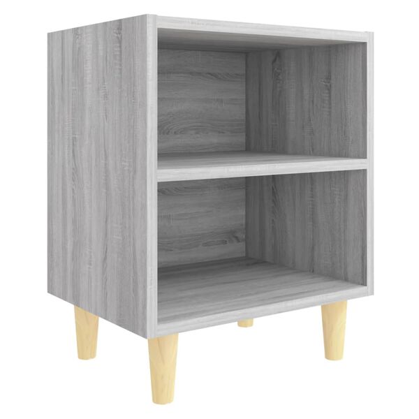 vidaXL Bed Cabinet with Solid Wood Legs Grey Sonoma 40x30x50 cm