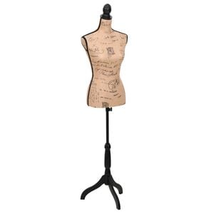 vidaXL Female Mannequin | Brown and Black | Jute, MDF, Solid Wood, Painted Steel