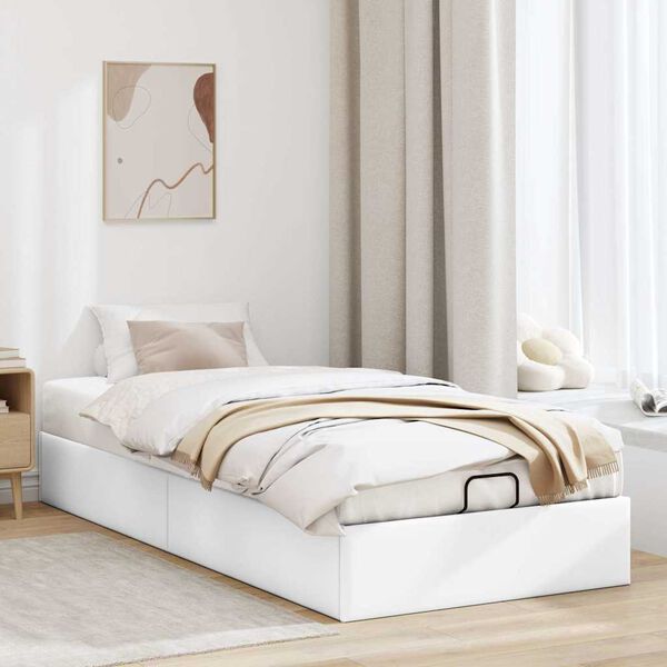 vidaXL Ottoman Bed Frame without Mattress White Single Faux Leather