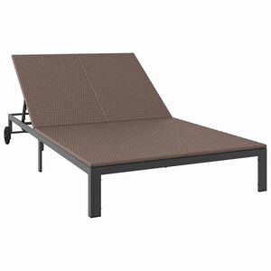 vidaXL Sunbed 2-person Brown 60 x 200 x 27cm Poly Rattan