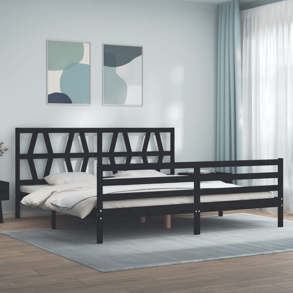 vidaXL Bed Frame without Mattress Black 200x200 cm Solid Wood