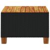 vidaXL Garden Table Black 55x55x36 cm Poly Rattan Acacia Wood