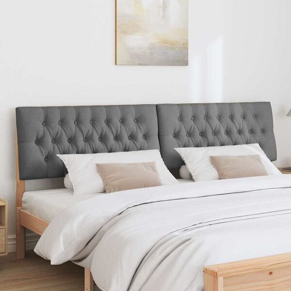 vidaXL Upholstered Headboard Dark Grey 200 cm Solid Pine Wood