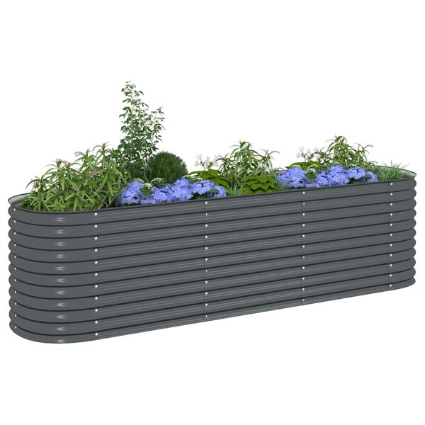 vidaXL Garden Raised Bed 320x80x81 cm Galvanised Steel Grey