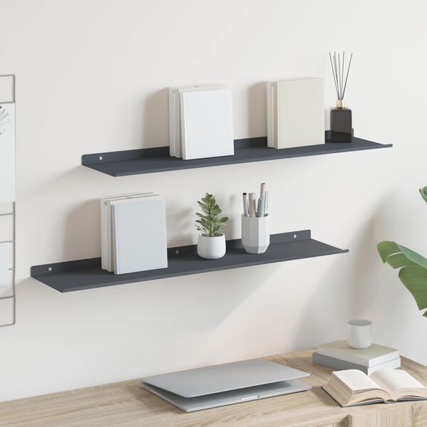vidaXL Floating Shelf 2 pcs Anthracite 80 x 18 x 2.5 cm Steel