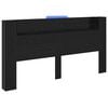 vidaXL Storage Headboard with LED Black Oak Engineered Wood