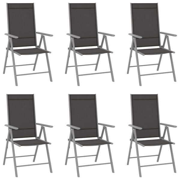 vidaXL Folding Garden Chairs 6 pcs Textilene Black